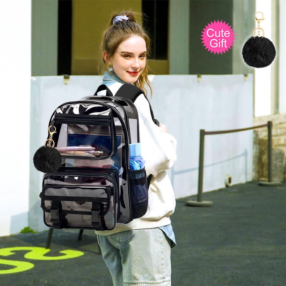 3 PCS Clear Backpack Heavy Duty See Through School Bag Sequins Transparent
