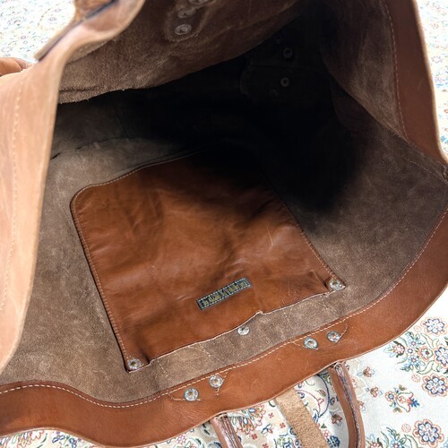 [B+, Size OS] RRL Double RL Tumbled Leather Tote Bag — Whisky Brown
