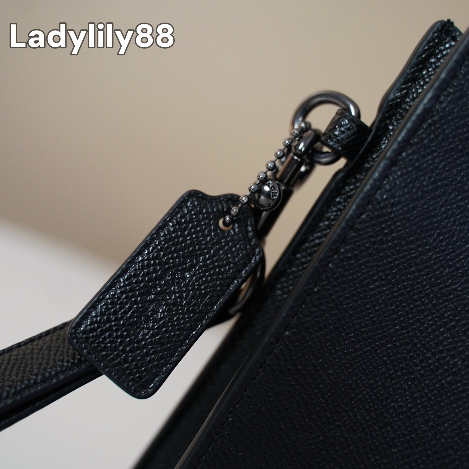 NWT Coach 68154 Structured Pouch Crossgrain Leather Black Antique Nickel Black