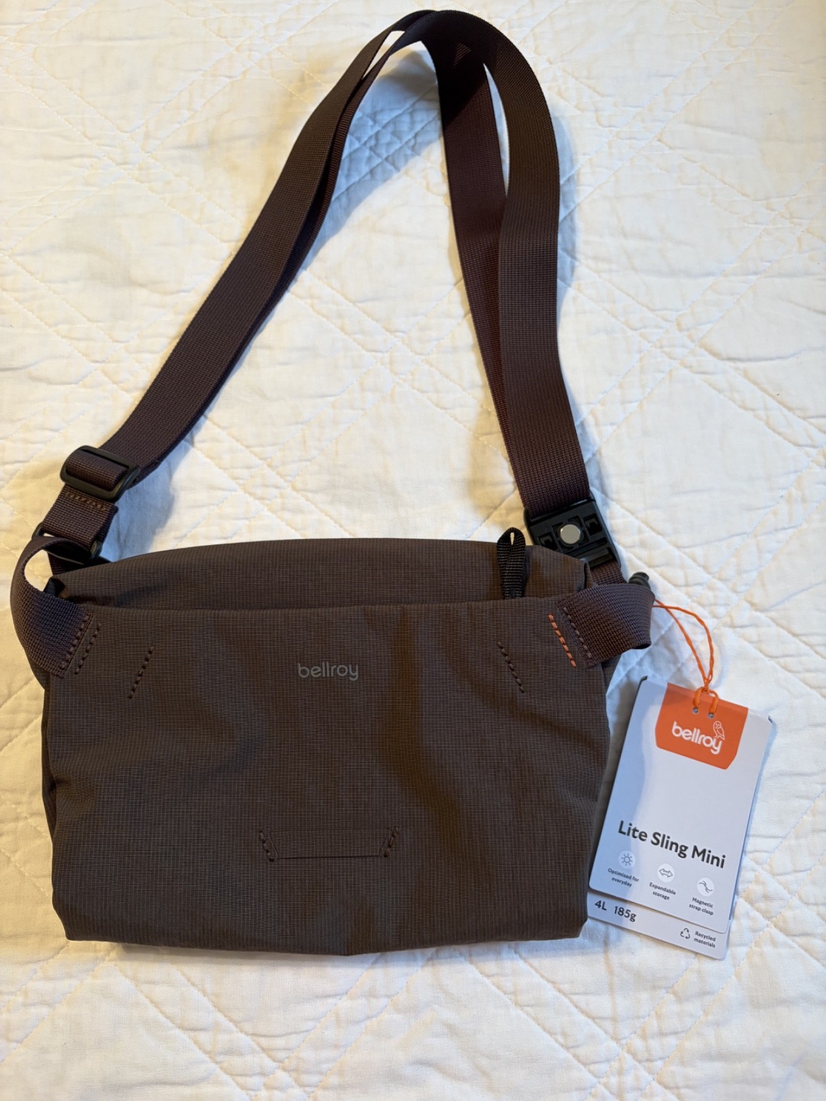 Bellroy Lite Sling Mini 4L River Rock Brown Lightweight Crossbody Bag NWT