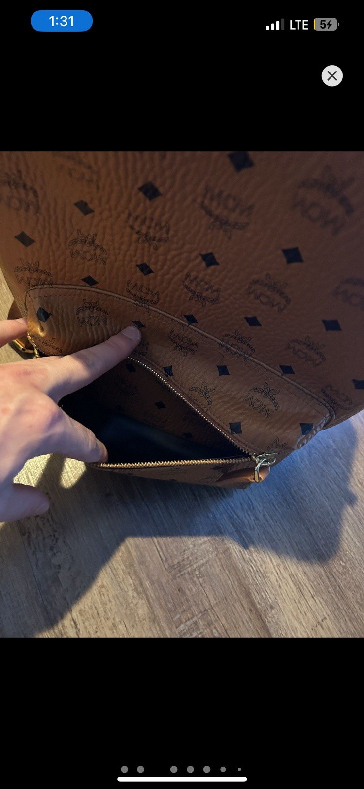 Cognac Brown Leather Bag MCM Size Large No Studs Brand New