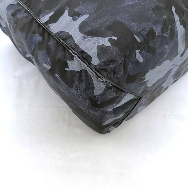 Prada tote bag navy black testuto camouflage triangle logo plate nylon leather
