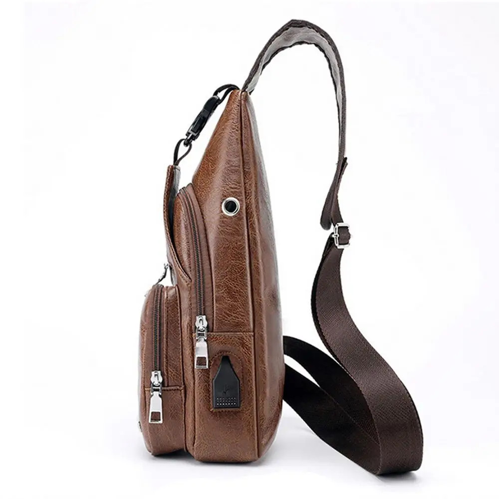 Cable de datos USB, bolso de pecho de carga, bolso de hombro informal de moda, P