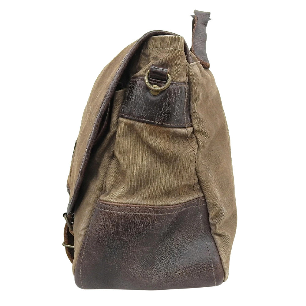 RRL Double RL Canvas Leather Messenger Bag Shoulder Men Brown Metal Ralph Lauren