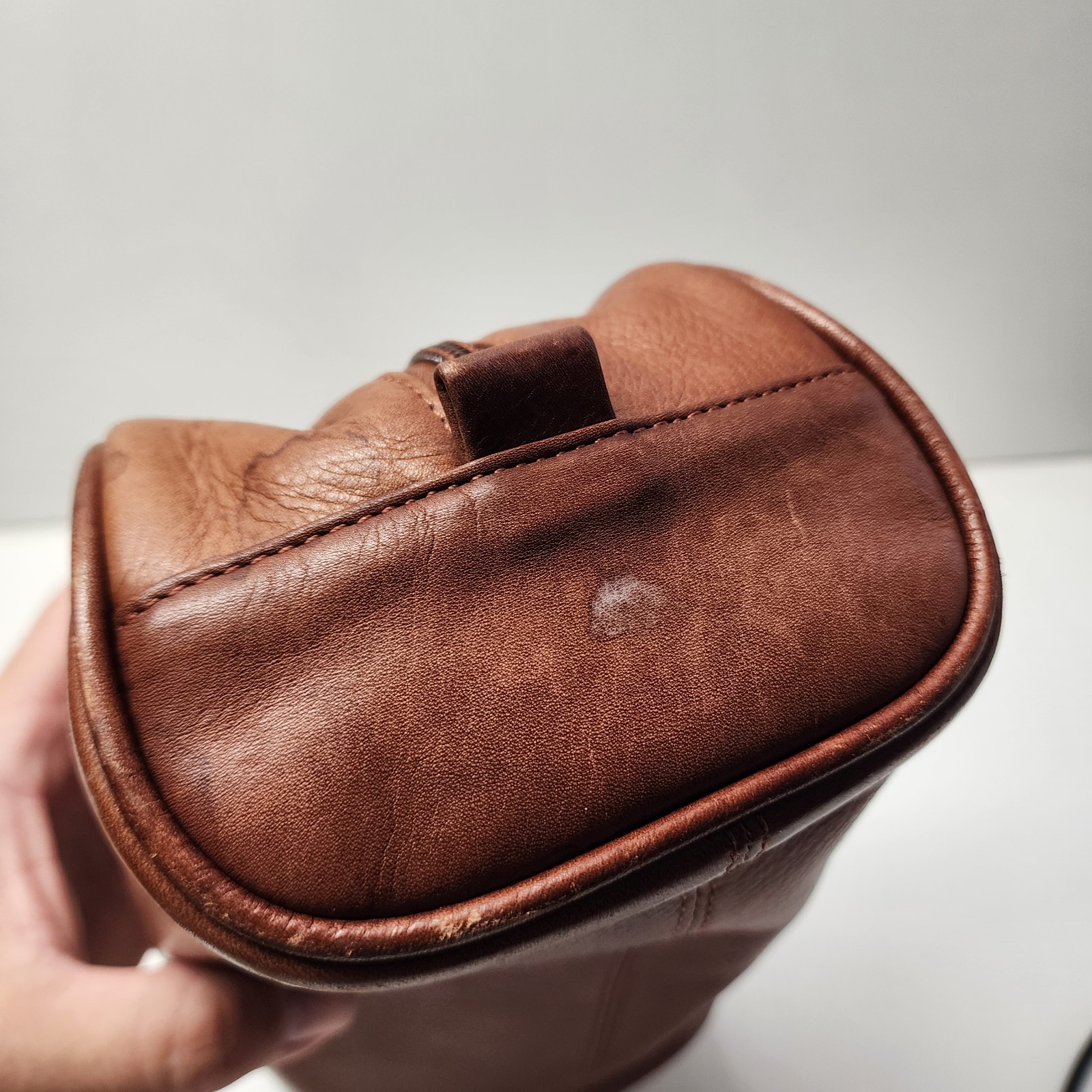 Osgoode Marley Tan Brown Small Leather Toiletry Travel Shave Bag