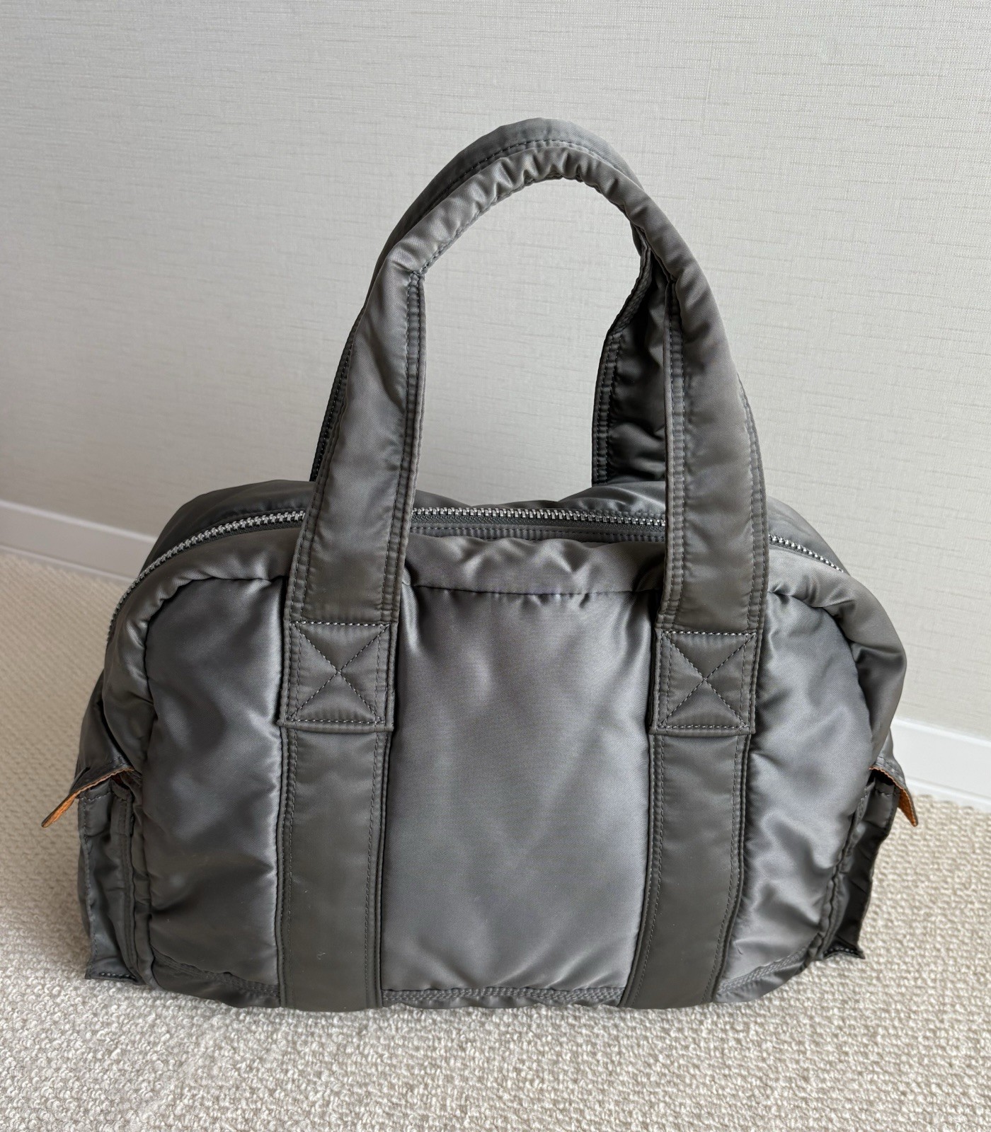 Yoshida PORTER TANKER Boston Bag (L) Nylon Silver Gray Japan 42cm×26cm×13cm