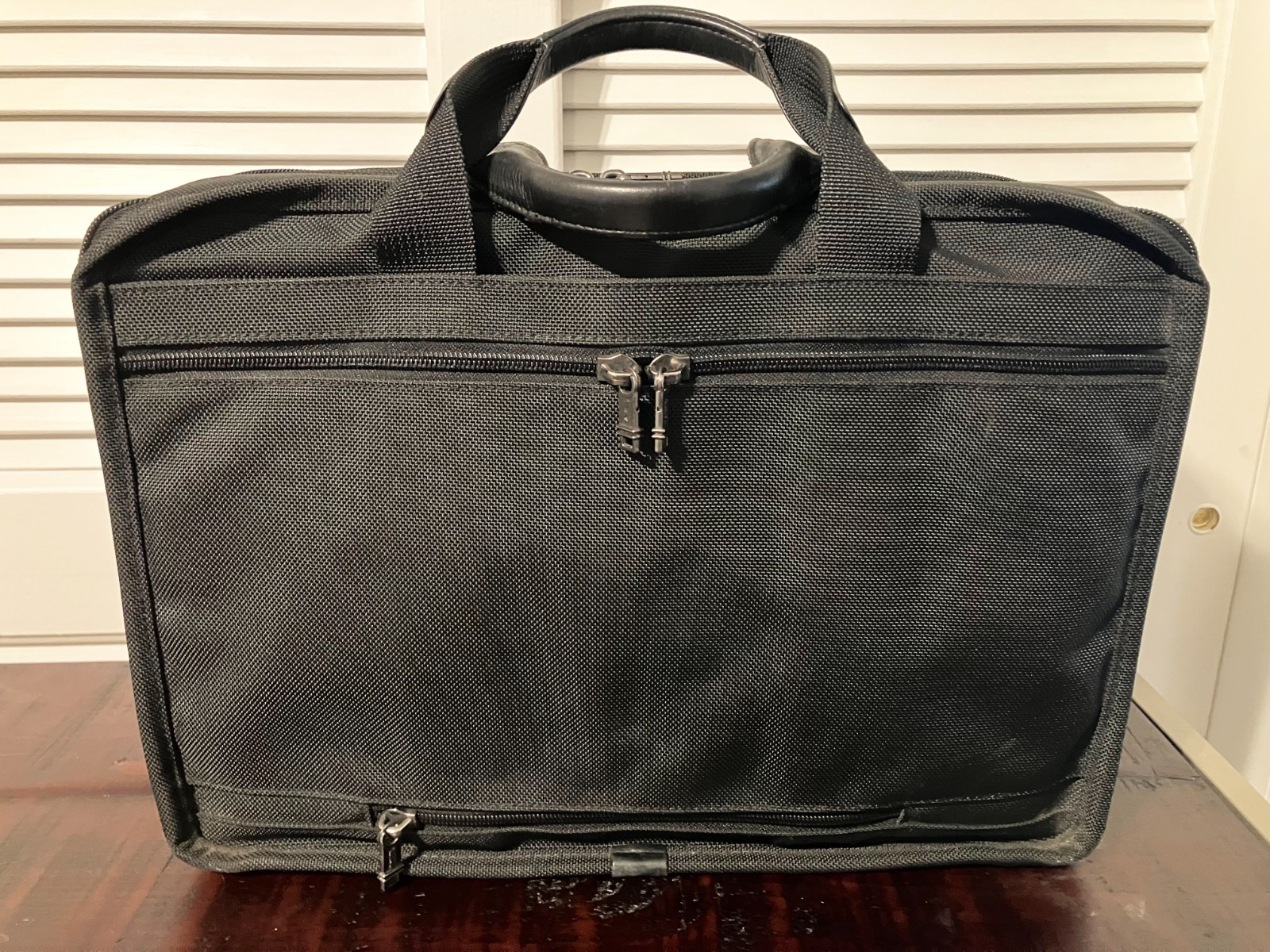 TUMI Alpha Black Ballistic expandable Laptop Business Briefcase 26041D4