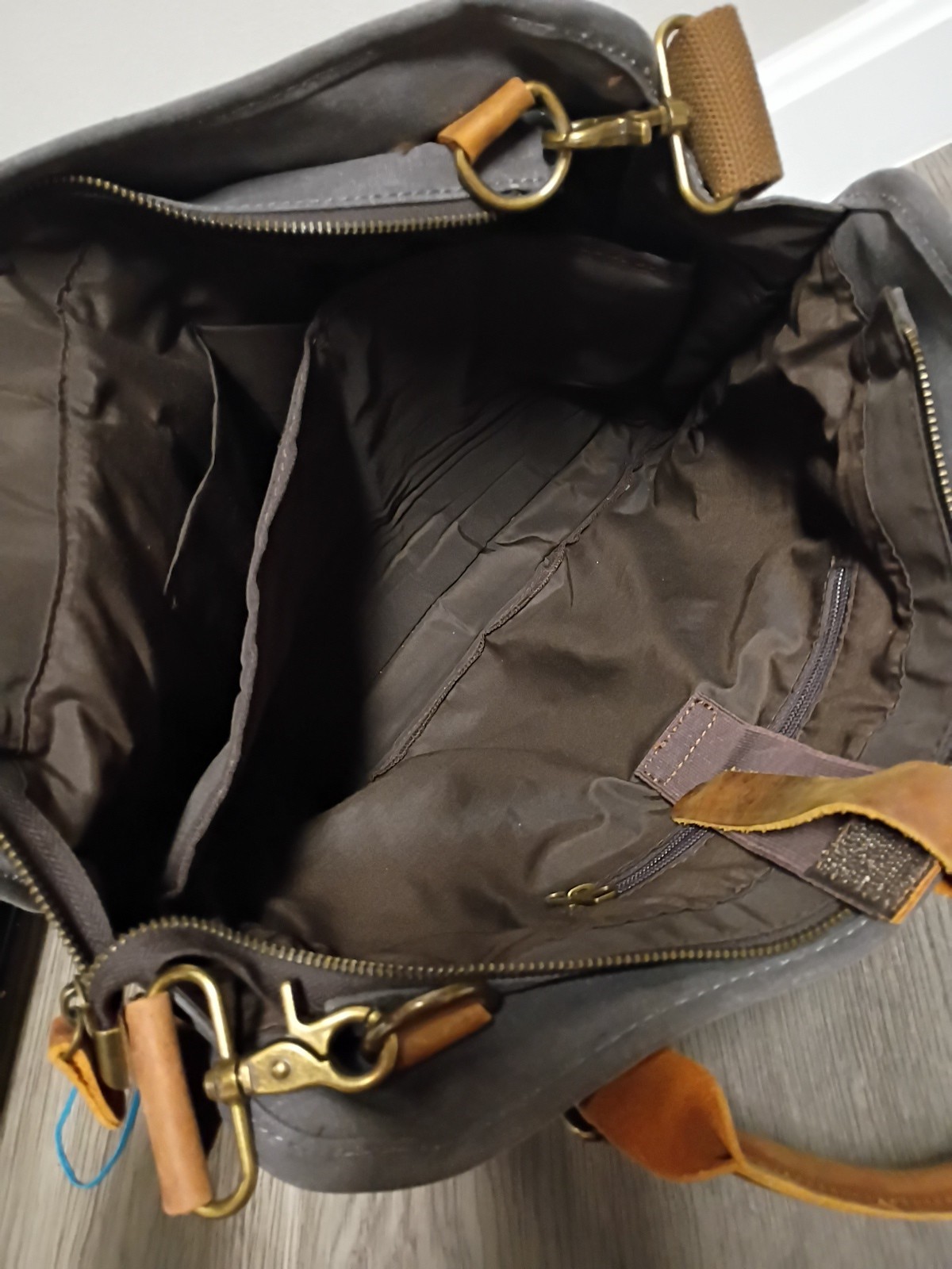 Handcrafted Waxed Canvas Full Grain Leather Messenger Tote Bag