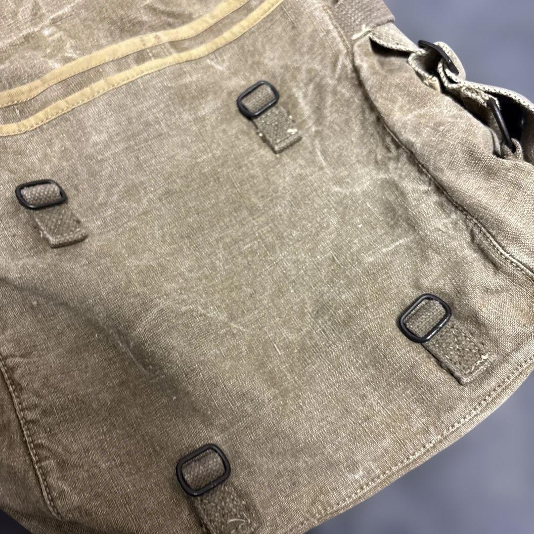 French Army Linen Shoulder Bag 1950s Used Military Canvas