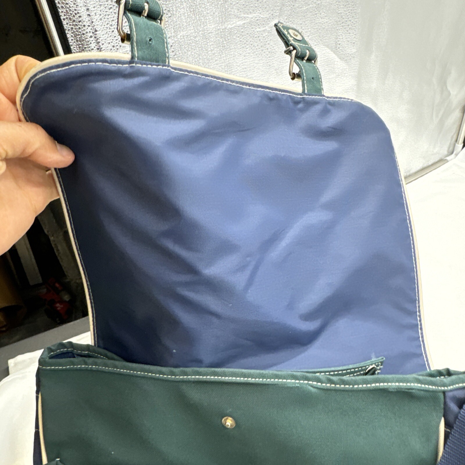 Adidas Messenger Bag Airliner Shoulder Retro PVC Vintage Blue Green Laptop