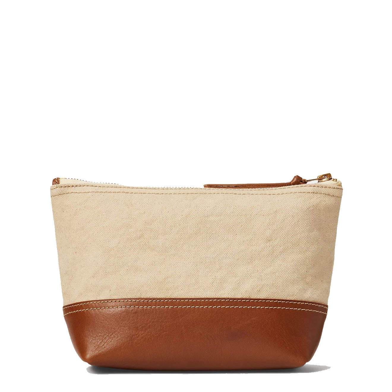 RRL by Ralph Lauren Leather-Trim Canvas Pouch Greige/Brown