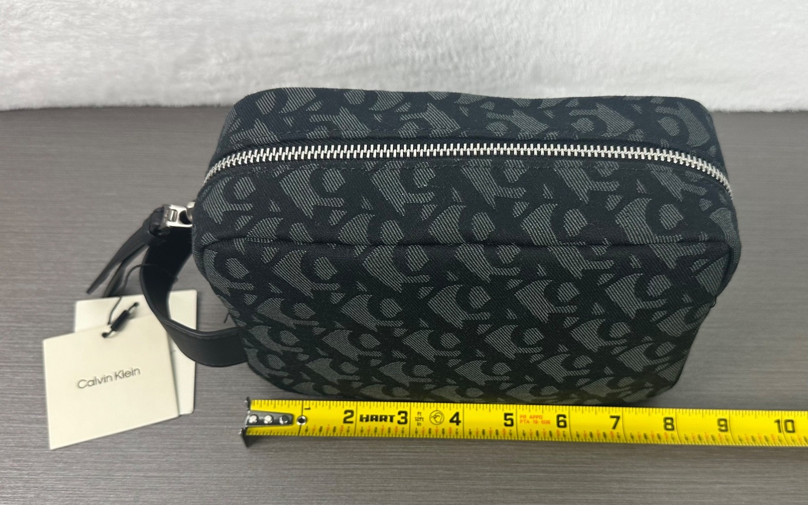 Calvin Klein Men’s Black Allover Monogram Logo Dopp/Toiletry Kit Bag NWT