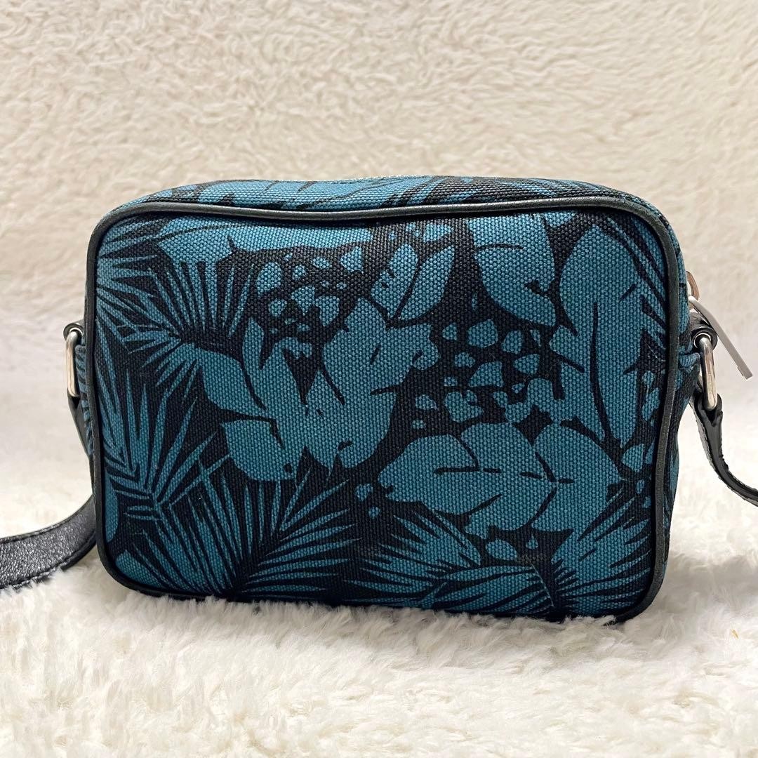 Saint Laurent Paris Camp Camera Canvas Leather Shoulder Bag Green Black 18cm