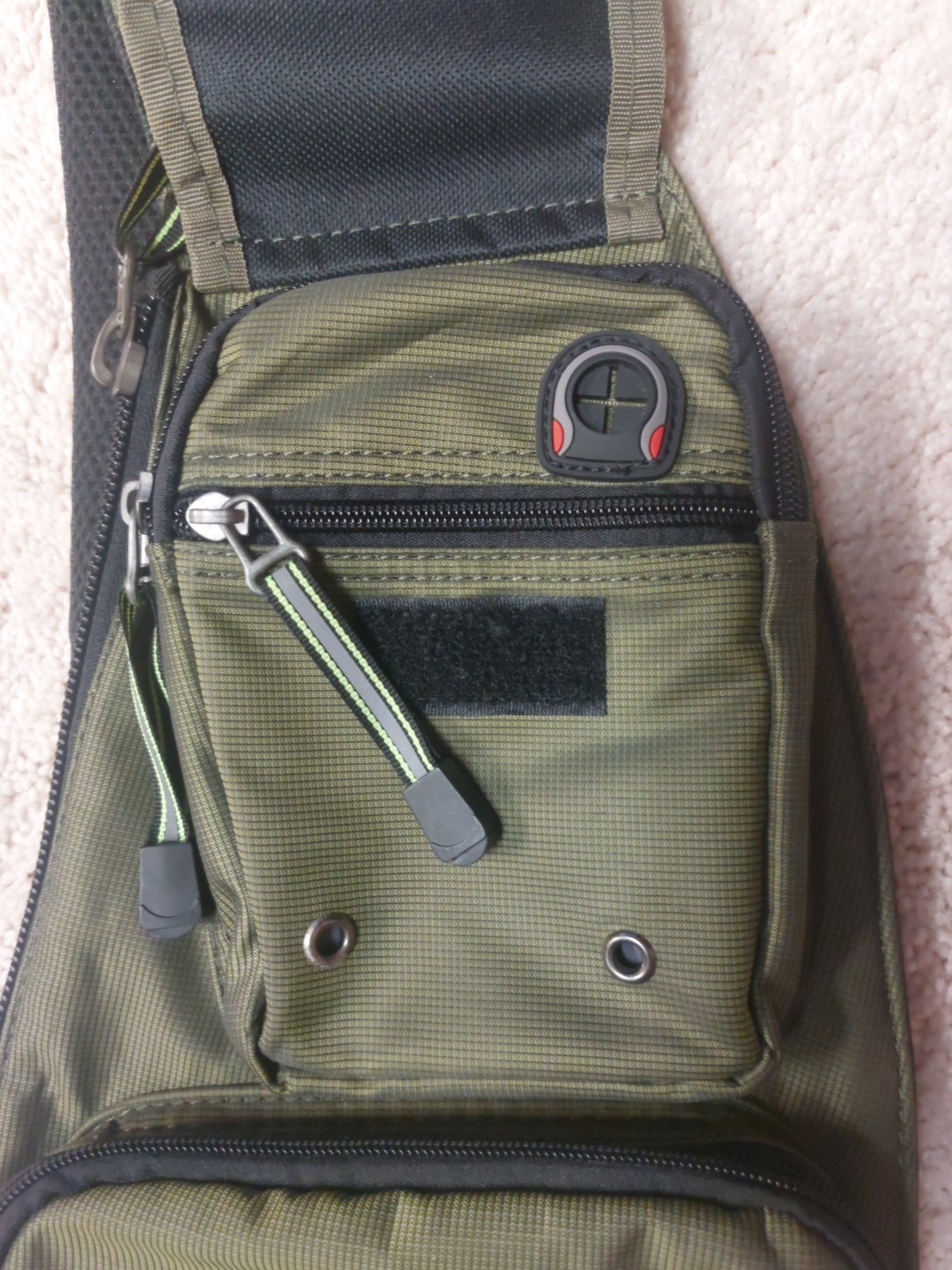 Kawei Knight L Sling Bag Backpack Cross Body Messenger Shoulder Green 9 Pockets