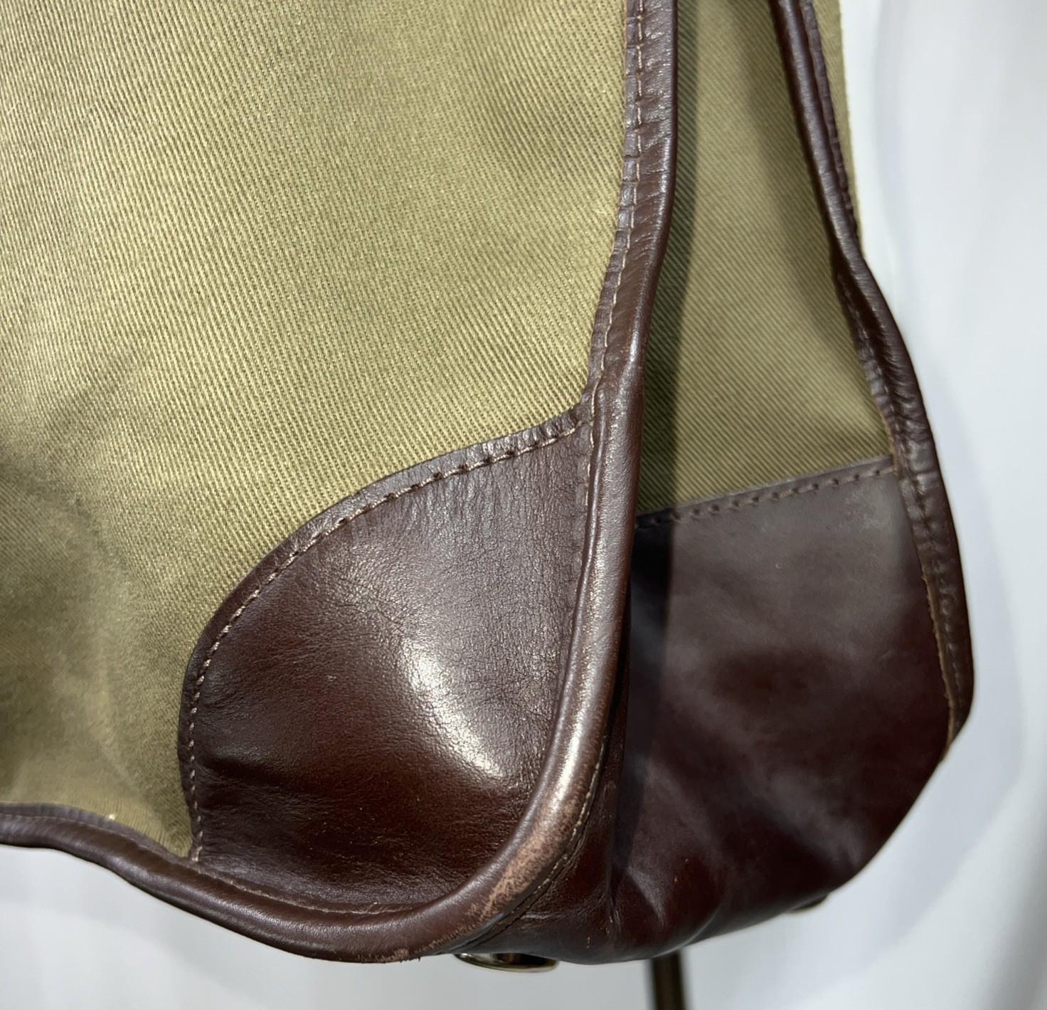 John Chapman Olive Green Leather Trim Tote Bag England Corsair Capital Handmade