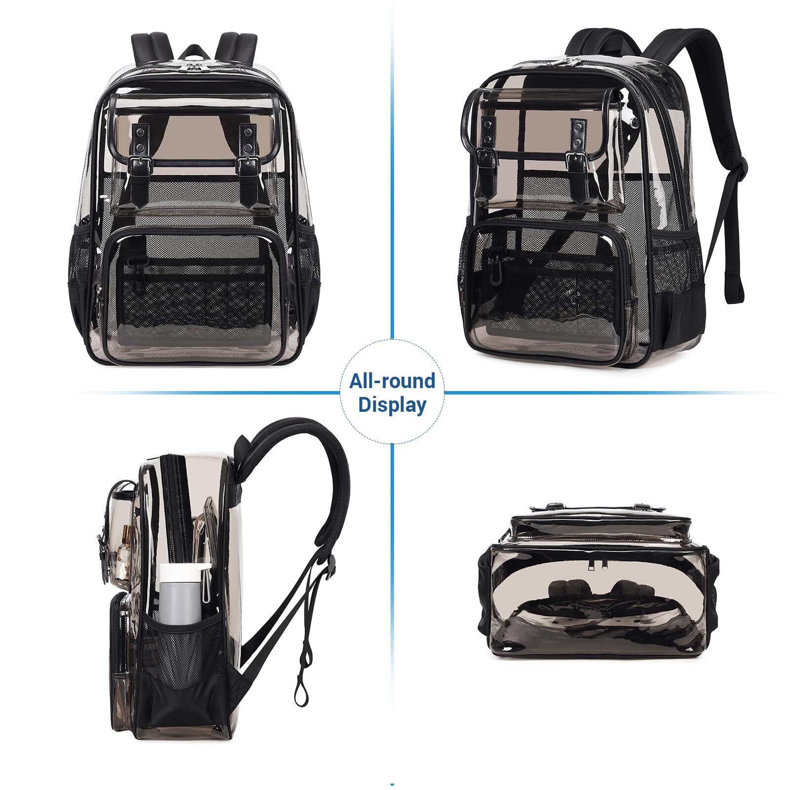 Clear Backpack Heavy Duty PVC Clear Bookbag Transparent Backpack See Through …
