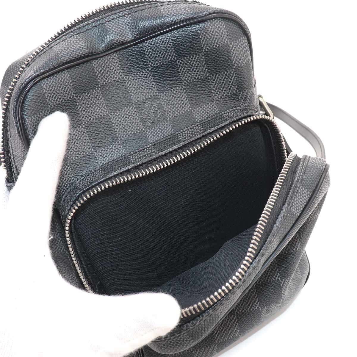 LOUIS VUITTON Damier Graphite Rem Shoulder Bag Black Gray N41446 Purse 90333842