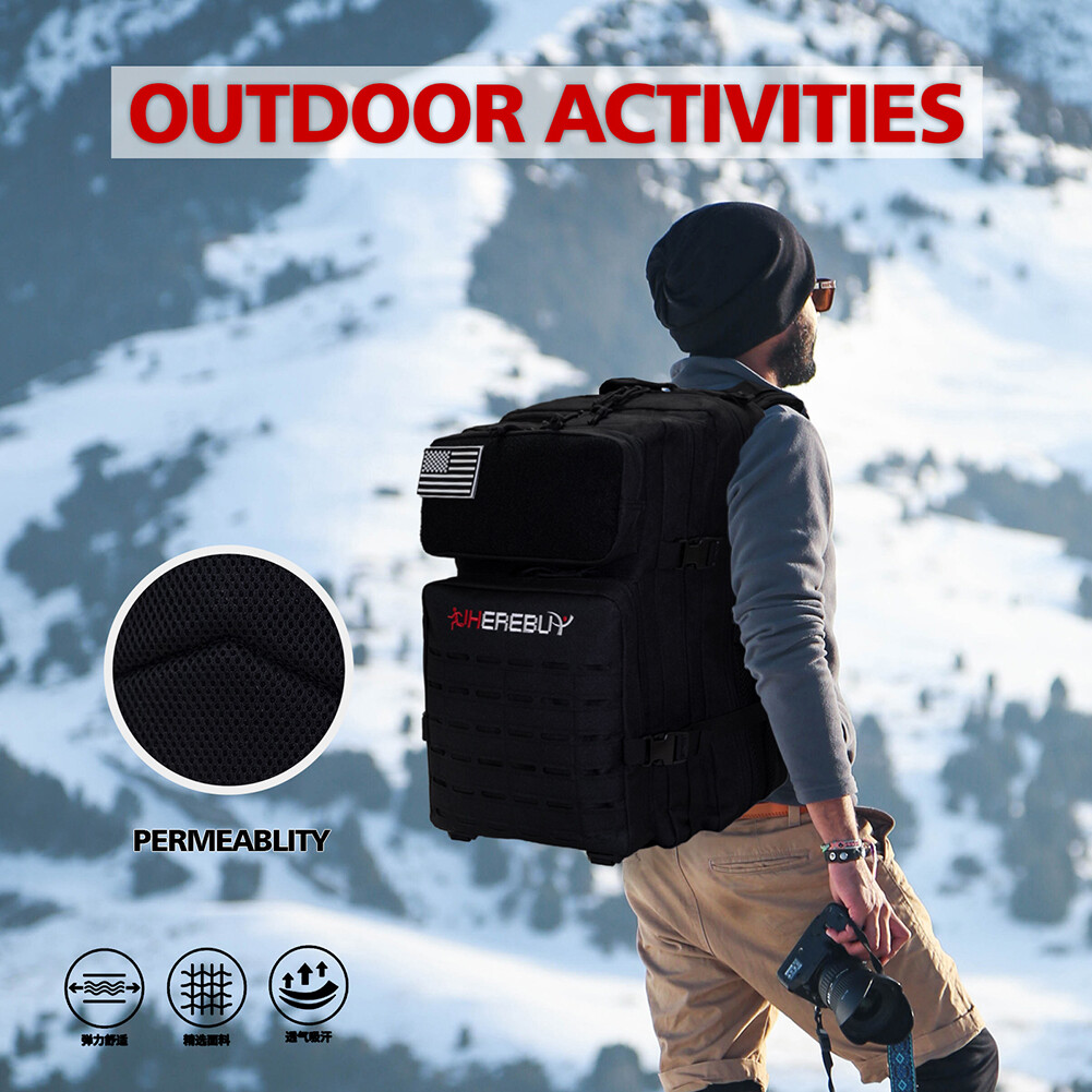 45L Military Tactical Backpacks With Bottle Holder Molle Bag 3 Day Assault Pack
