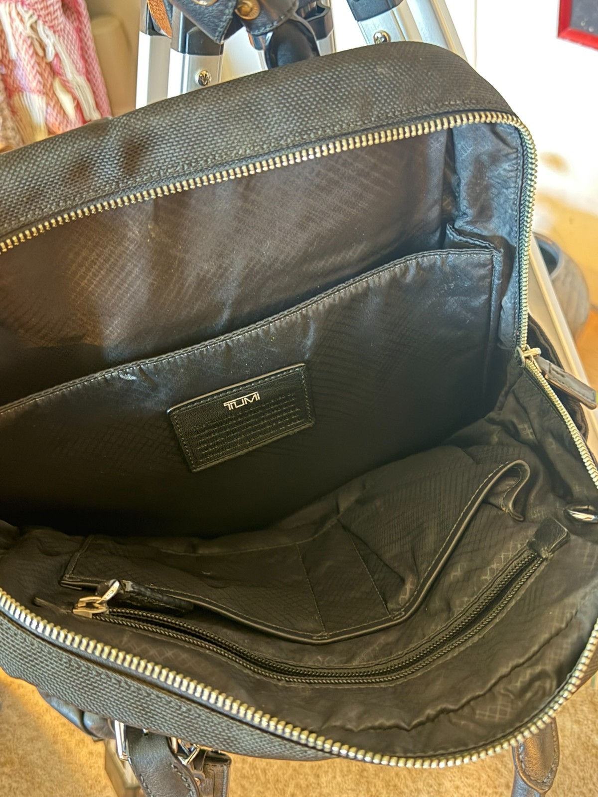 Tumi Backpack Briefcase Ballistic Nylon and Leather Black Used