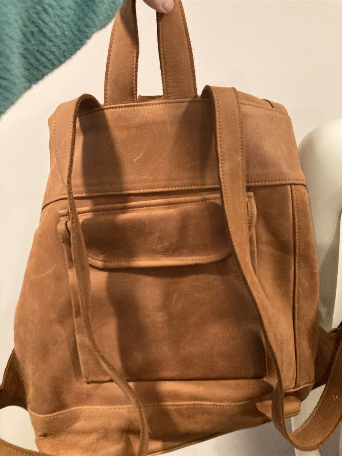 One Mill & Bull Roll Top Backpack Leather Tan Brown Bag