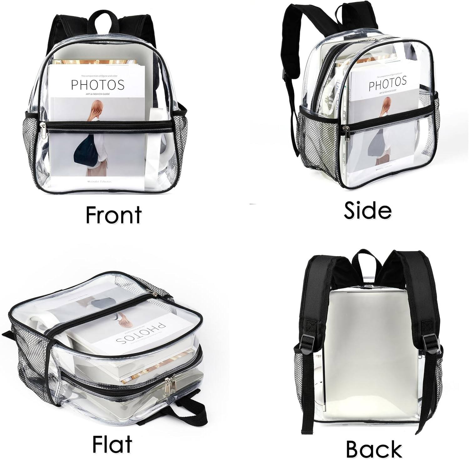 Clear Backpack Stadium Approved 12x6x12 Clear Bag with Reinforced Straps for Sta