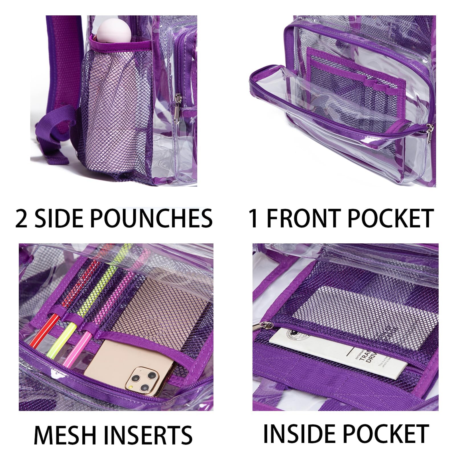 Clear Backpack Heavy Duty PVC Transparent Backpack with Reinforced Strap & La…