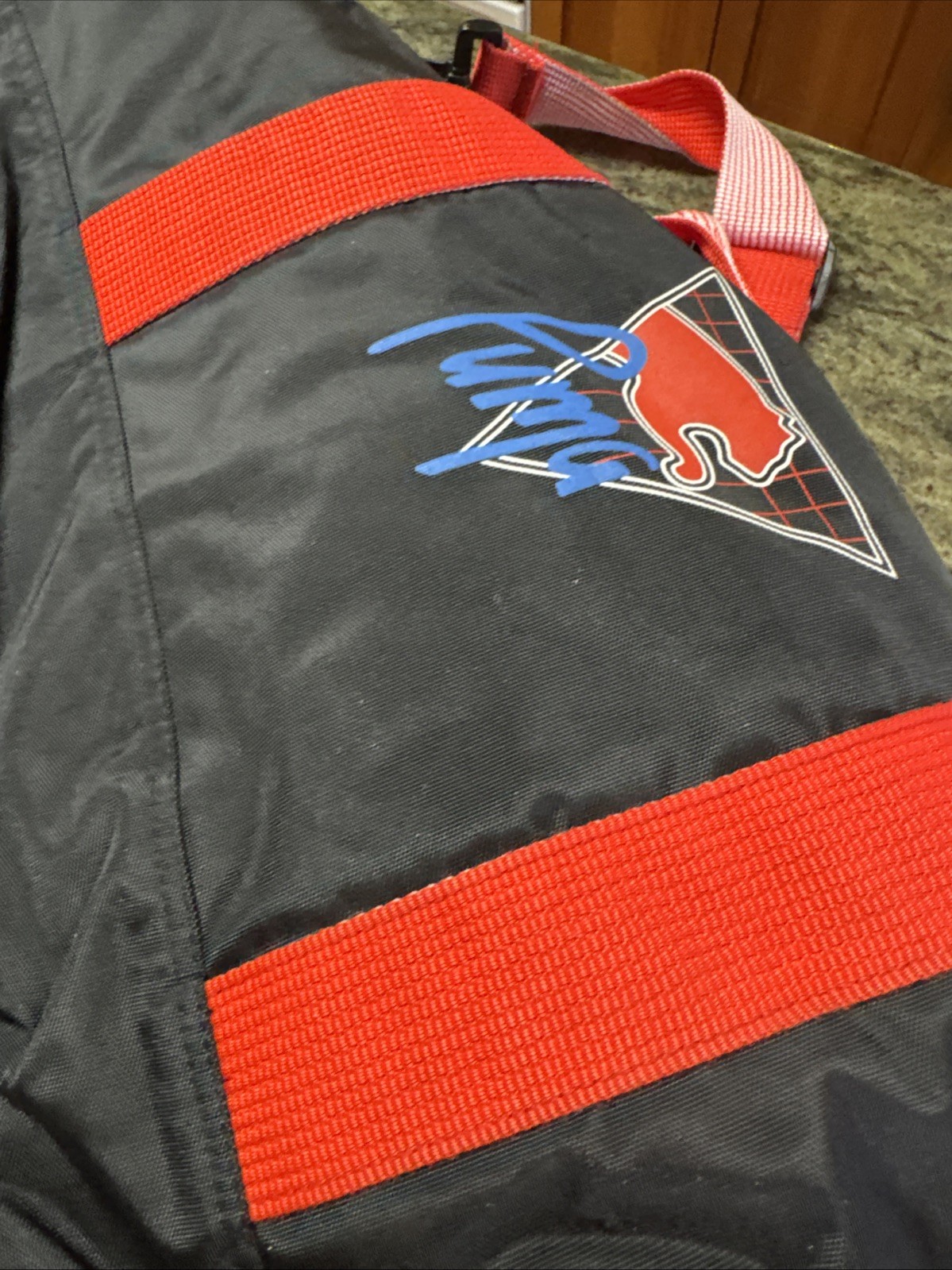 Vintage PUMA 80s Black Red Nylon Bag Excellent RETRO