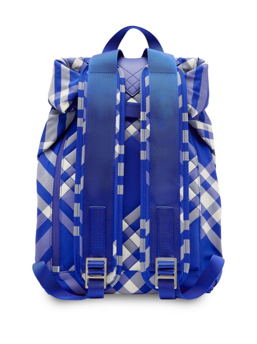 (NO CUSTOMS TAX) BURBERRY blue & white check roll-top nylon backpack authentic
