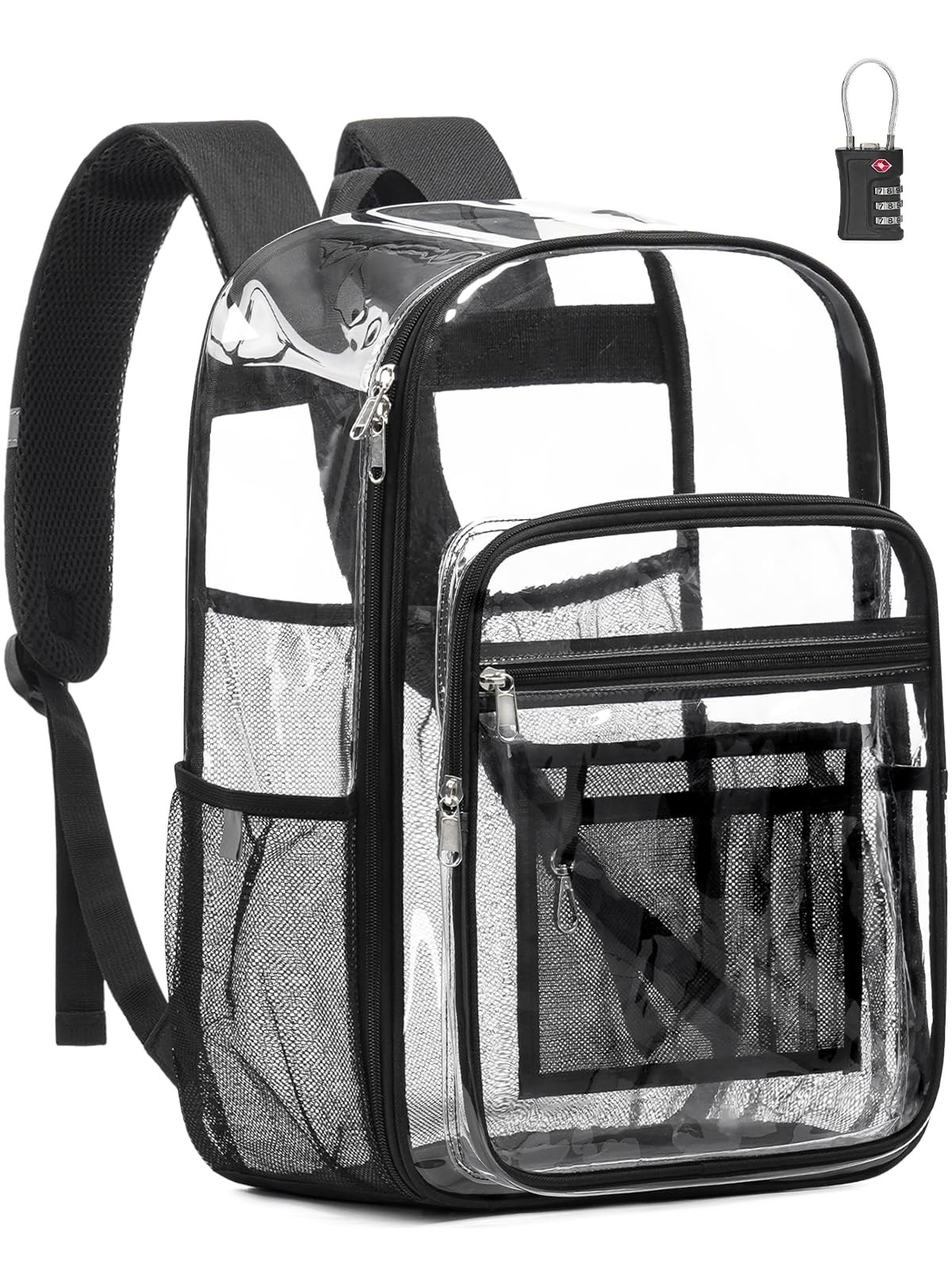 Extra Large Clear Backpack with TSA Lock – Heavy Duty Transparent Bookbag for Co