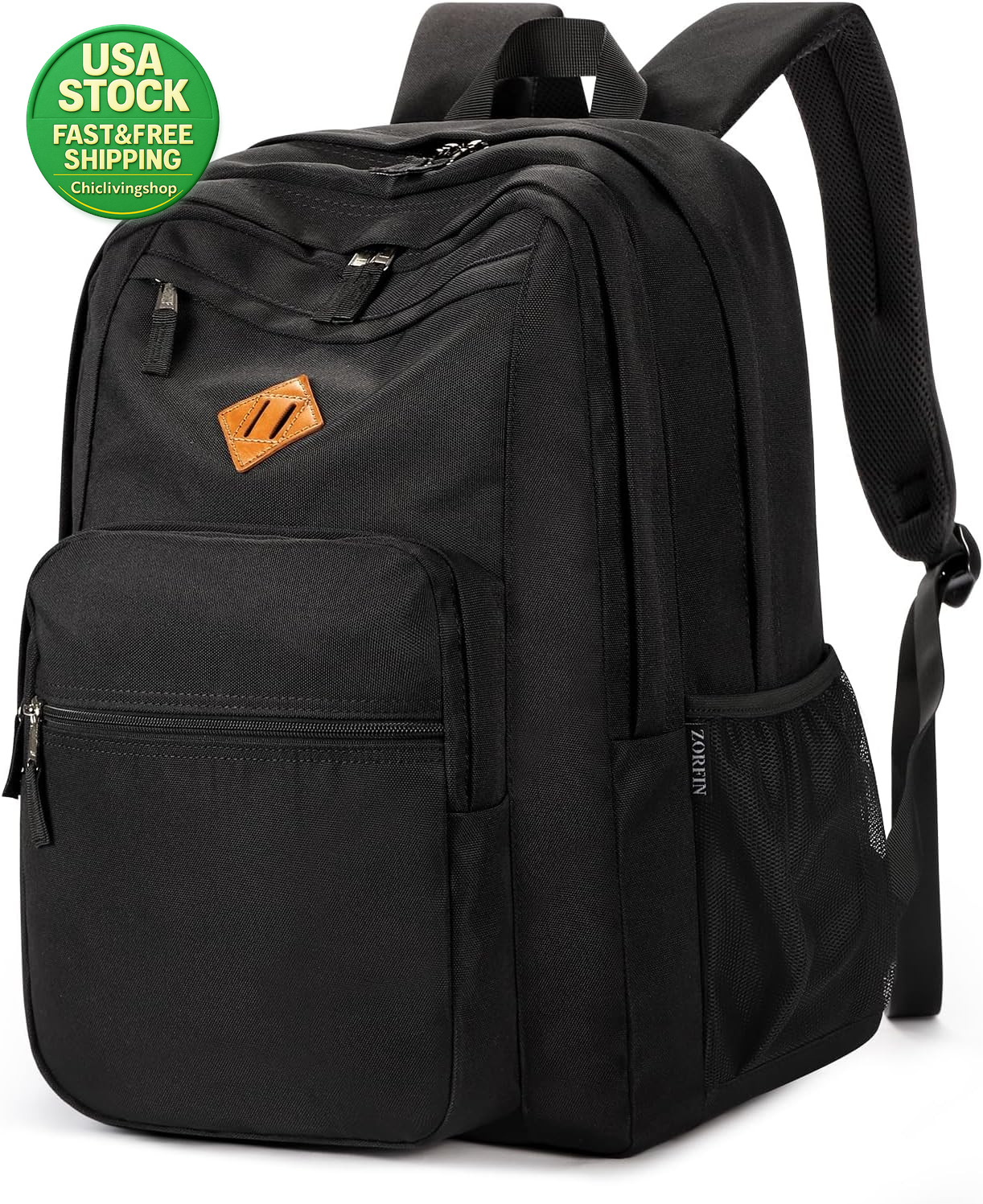 Black Backpack 26L Water Resistant College Travel 16.5 Inch Laptop Bag