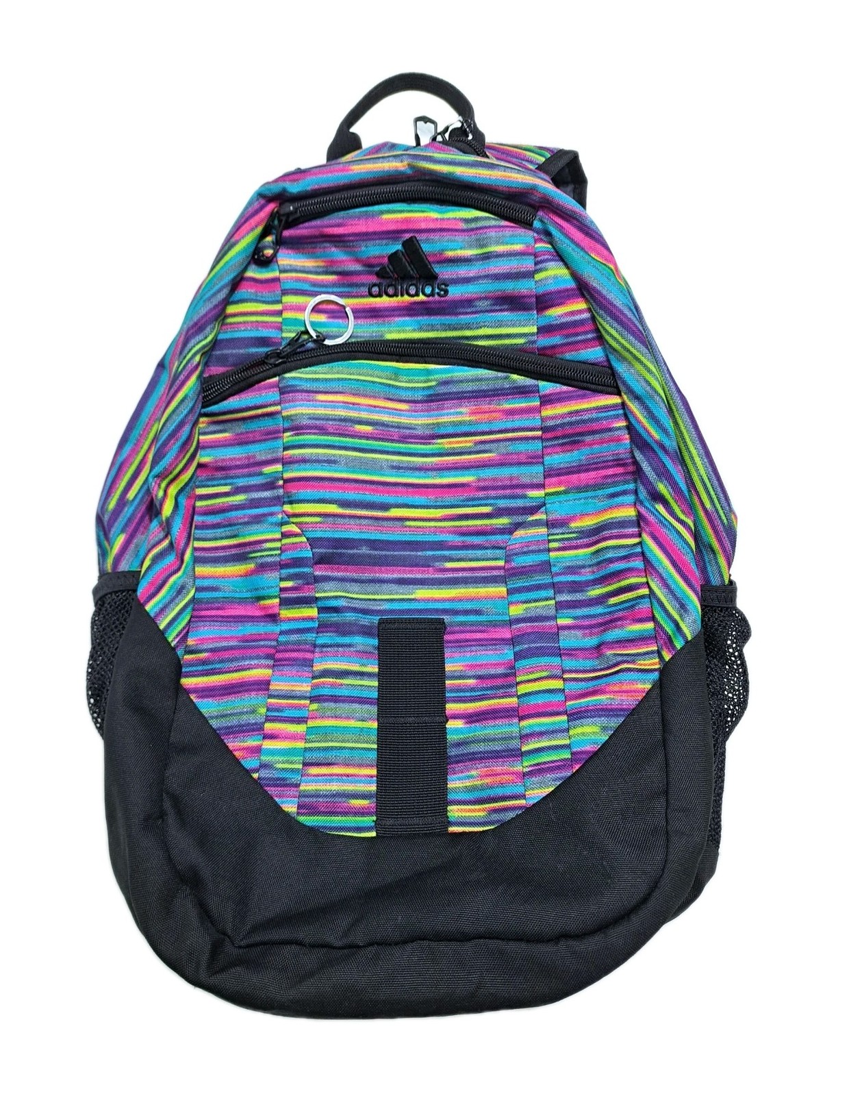 Adidas Rainbow School Backpack Striped Black Purple Pink Bag Multicolor