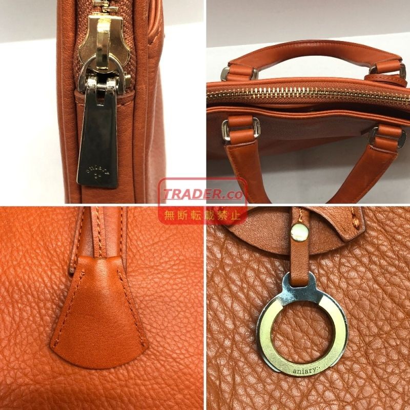 Aniary Brown Leather Briefcase Business Bag 37cm Japan