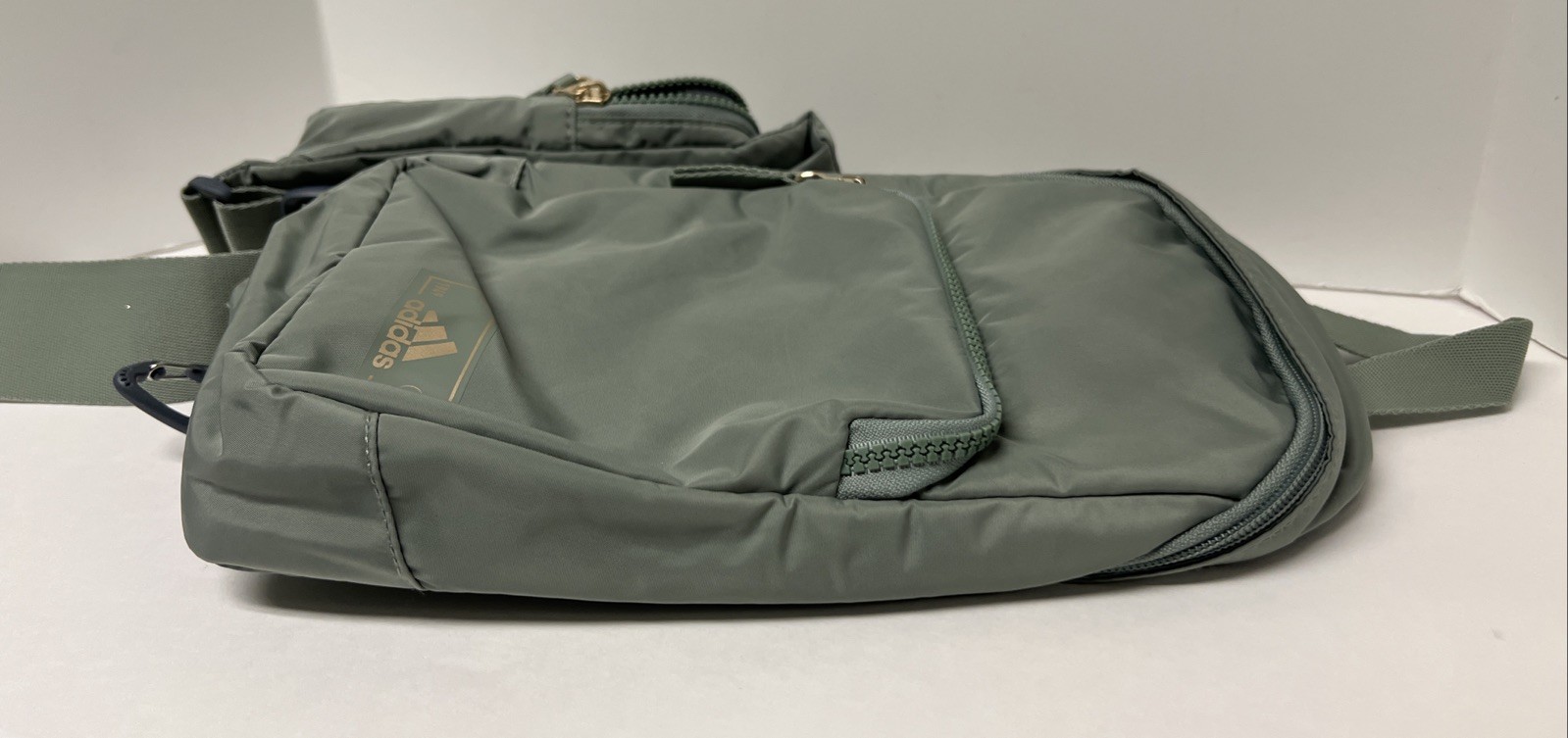 Adidas Essentials 2 Sling Crossbody Silver Green/ Gilver Zippered Pockets W/ Tag