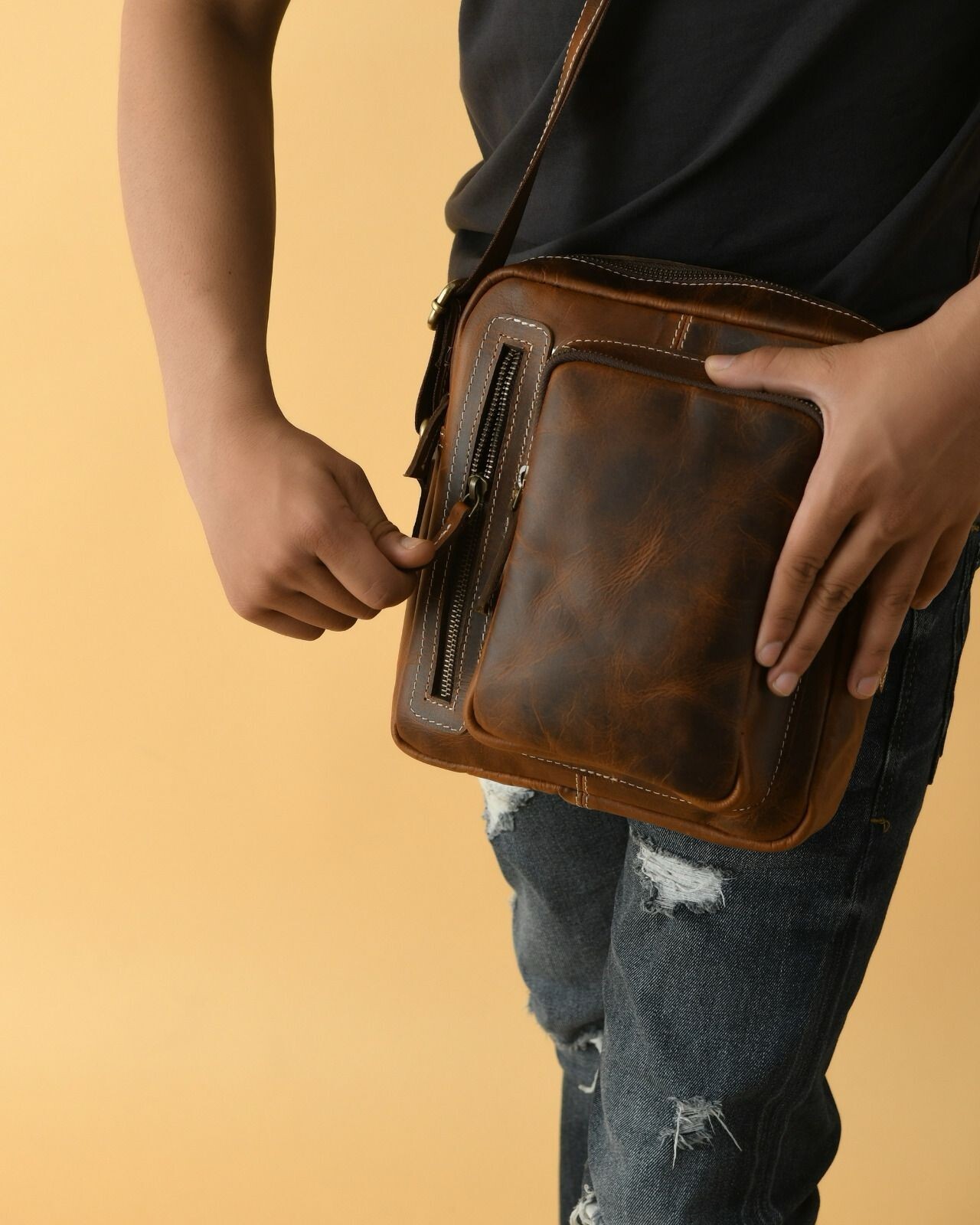 Crossbody Messenger Bag Buffalo Leather Handbags Satchel Sling Bags 10 In Small