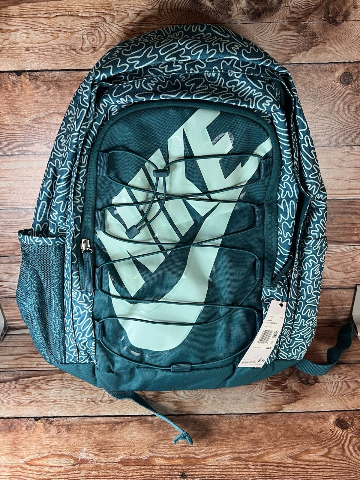Nike Hayward Scribble Backpack School Travel Work Bag Teal Green Adult Kid Large