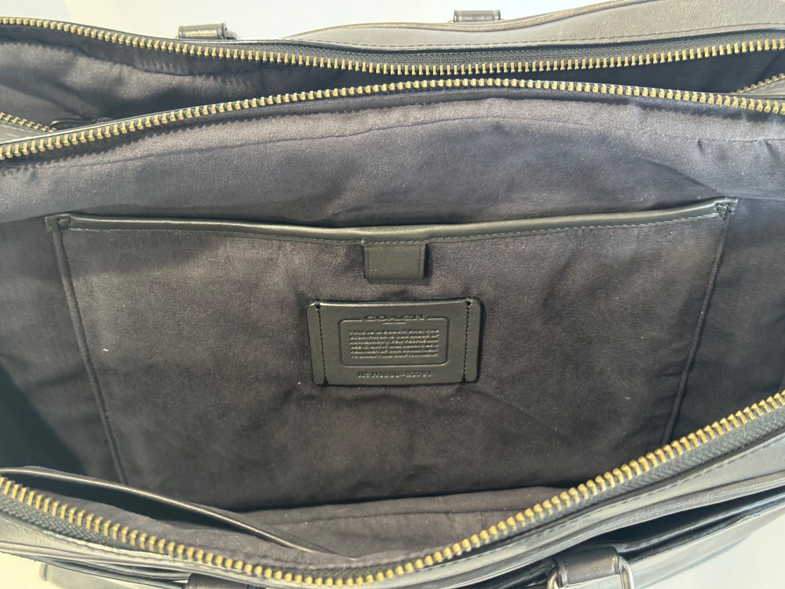 H1880-23791 COACH MEN’S METROPOLITAN DOUBLE ZIP BUSINESS-GRAY LEATHER BRIEFCASE