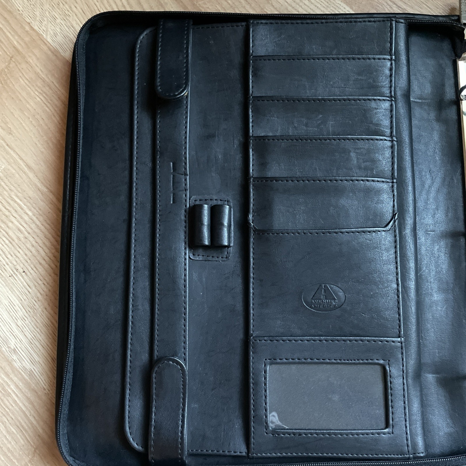 Avenues America Black Faux Leather Zippered Portfolio with Retractable Handles