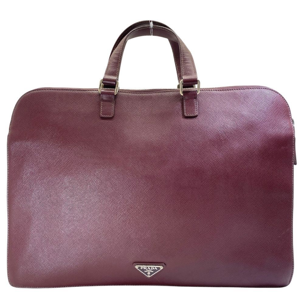 PRADA Business Bag Briefcase Bordeaux Saffiano Leather Triangle Logo
