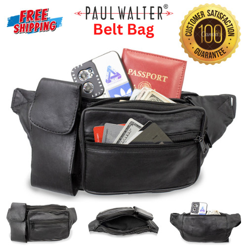 Genuine Leather Fanny Pack, Crossbody Travel Belt Bag for Men/Women