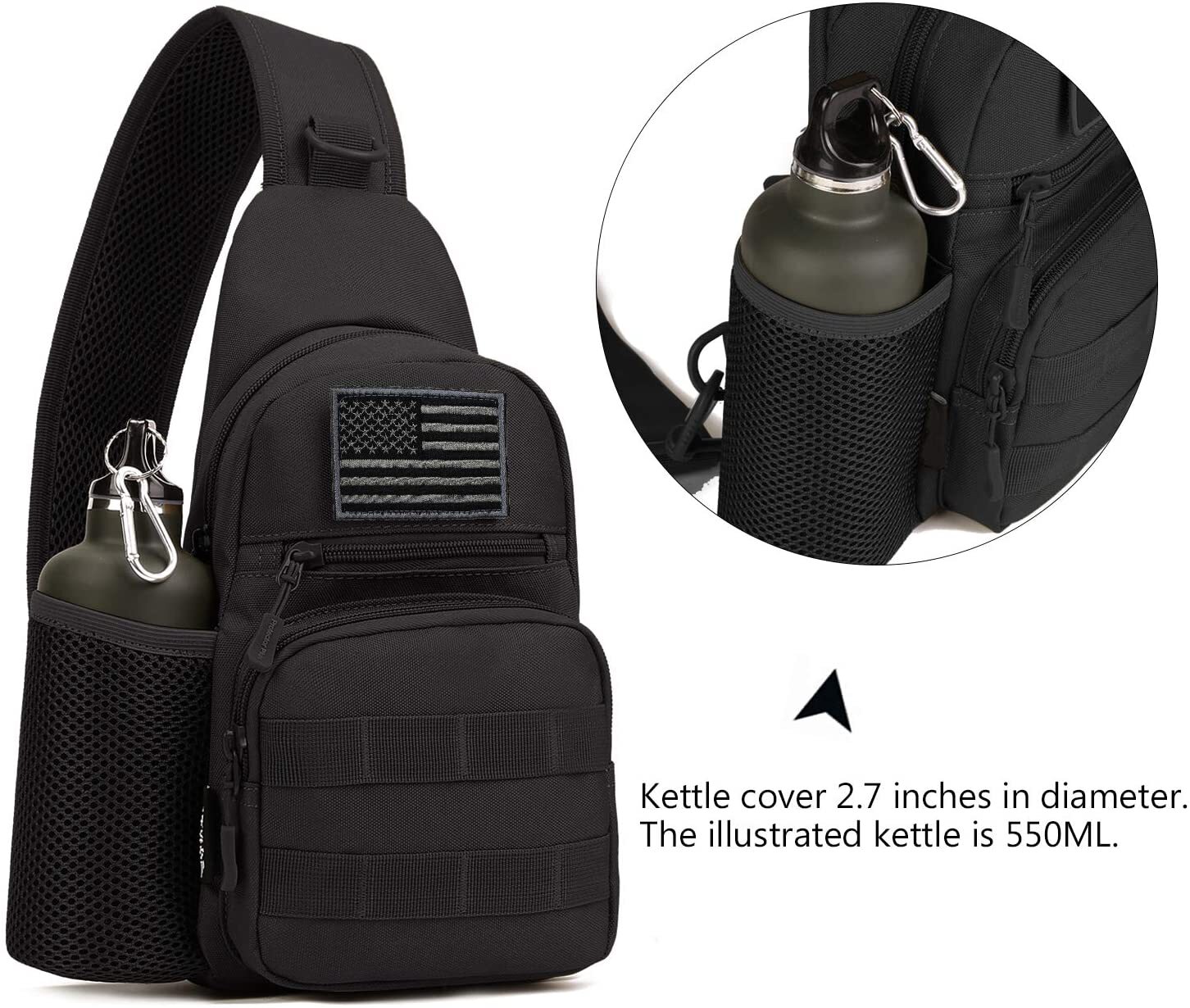 Men Backpack Tactical Sling Bag Chest Shoulder Fanny Pack Cross Body Molle Pouch