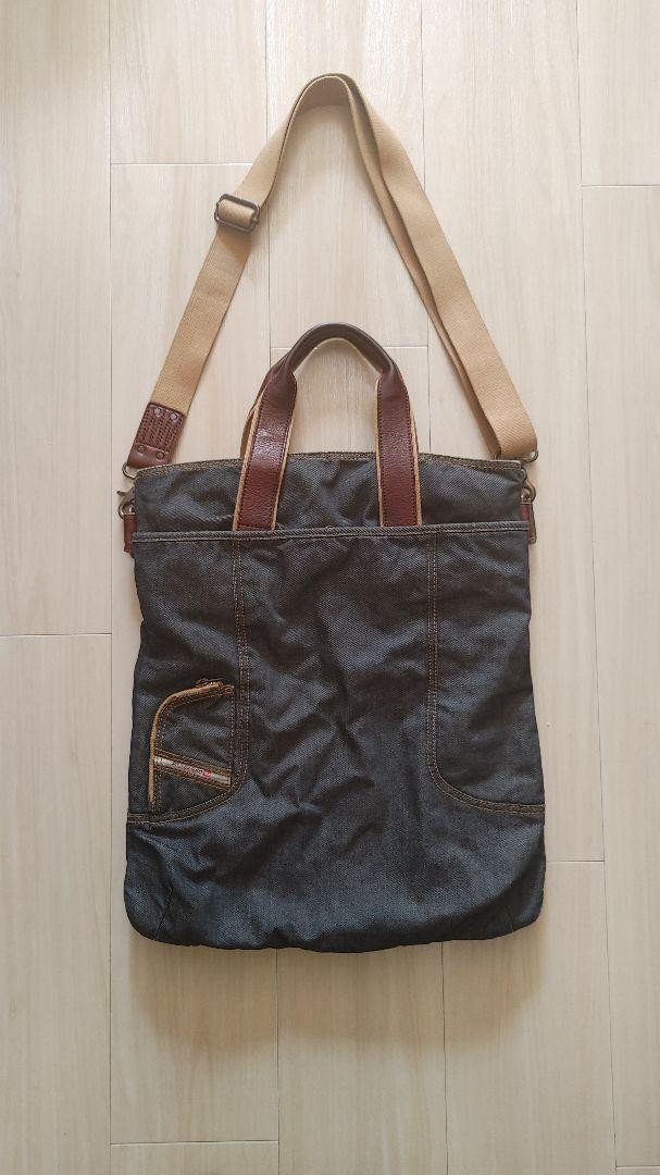 Diesel Men Denim Shoulder Bag Tote Bag 45x4x36cm Vintage Luxury Stylish Casual