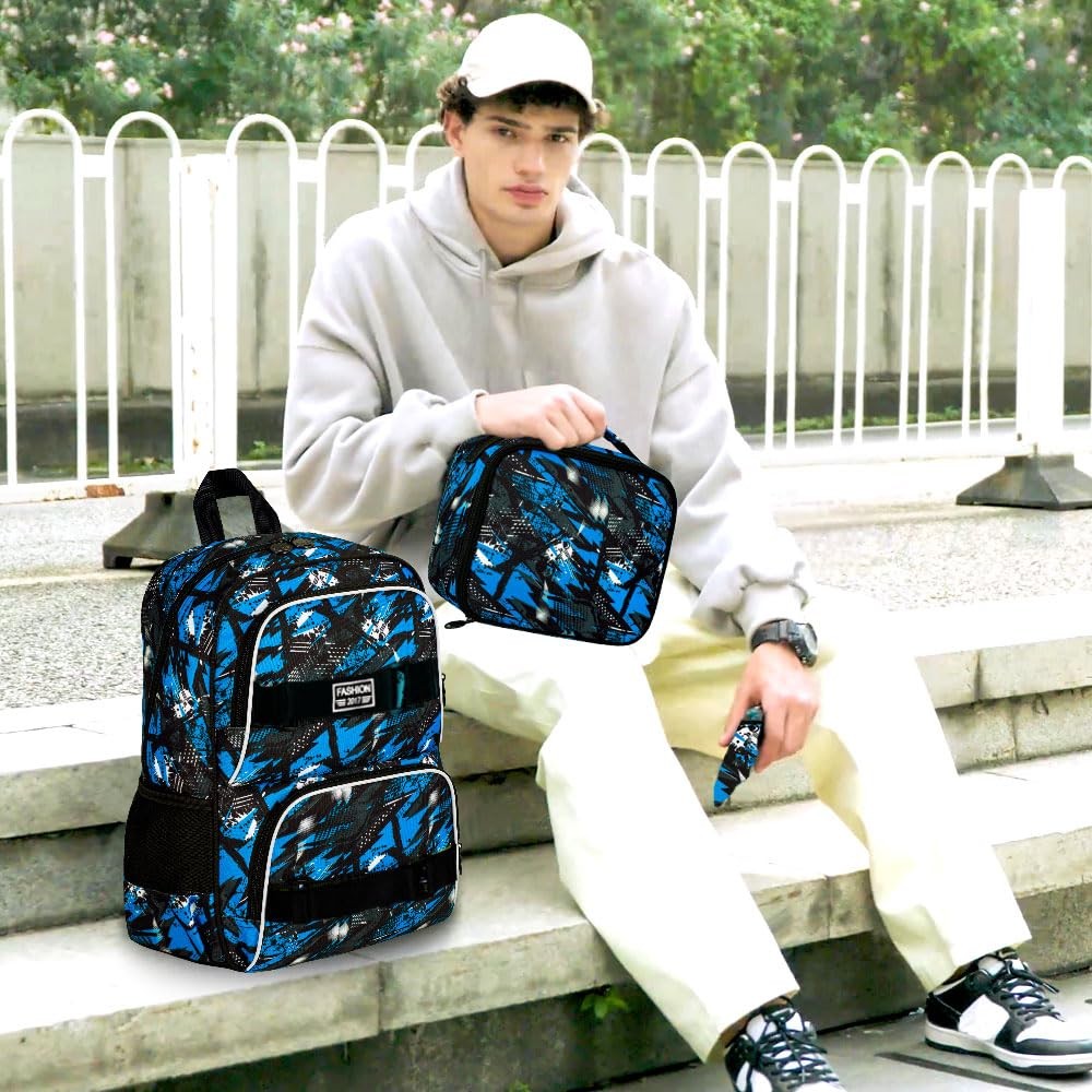 17 Inches Boys Backpack 3Pcs School Bookbag Set for Teens College Students Gr…