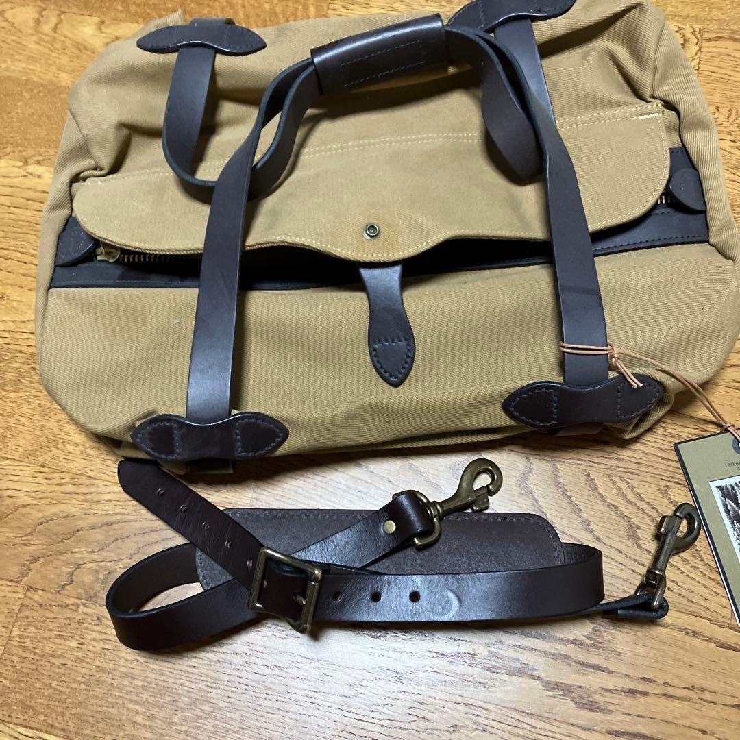 FILSON SMALL RUGGED TWILL DUFFLE BAG TAN BEIGE REATHER NWT From Japan