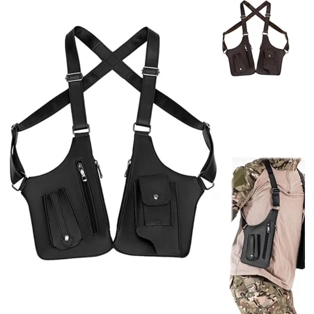 Adjustable Anti-Theft Underarm Shoulder Bag PU Leather Wallet Holster Bag