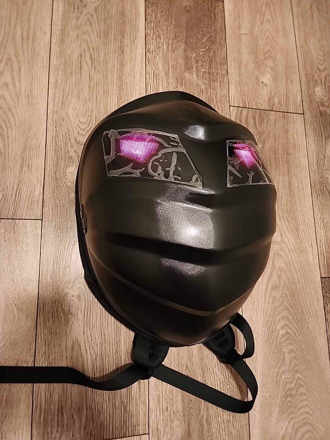 Hard Shell Backpack Ninja Knight Motorcycle LED Face