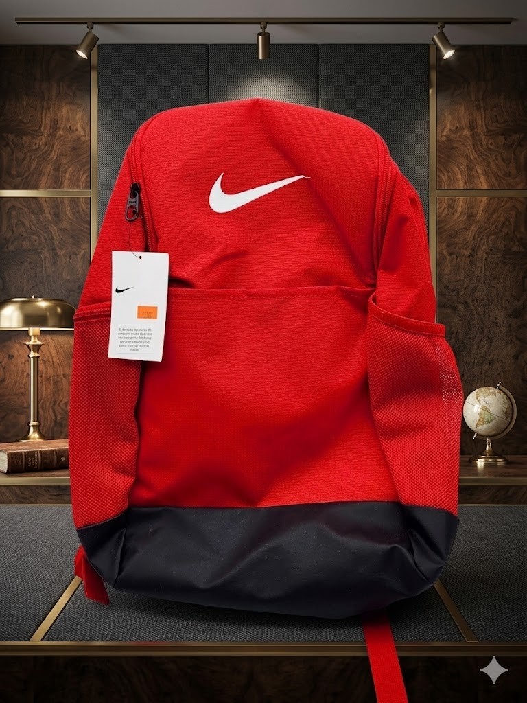 Nike Backpack Red Black Athletic School Gym Book Bag New With Tags