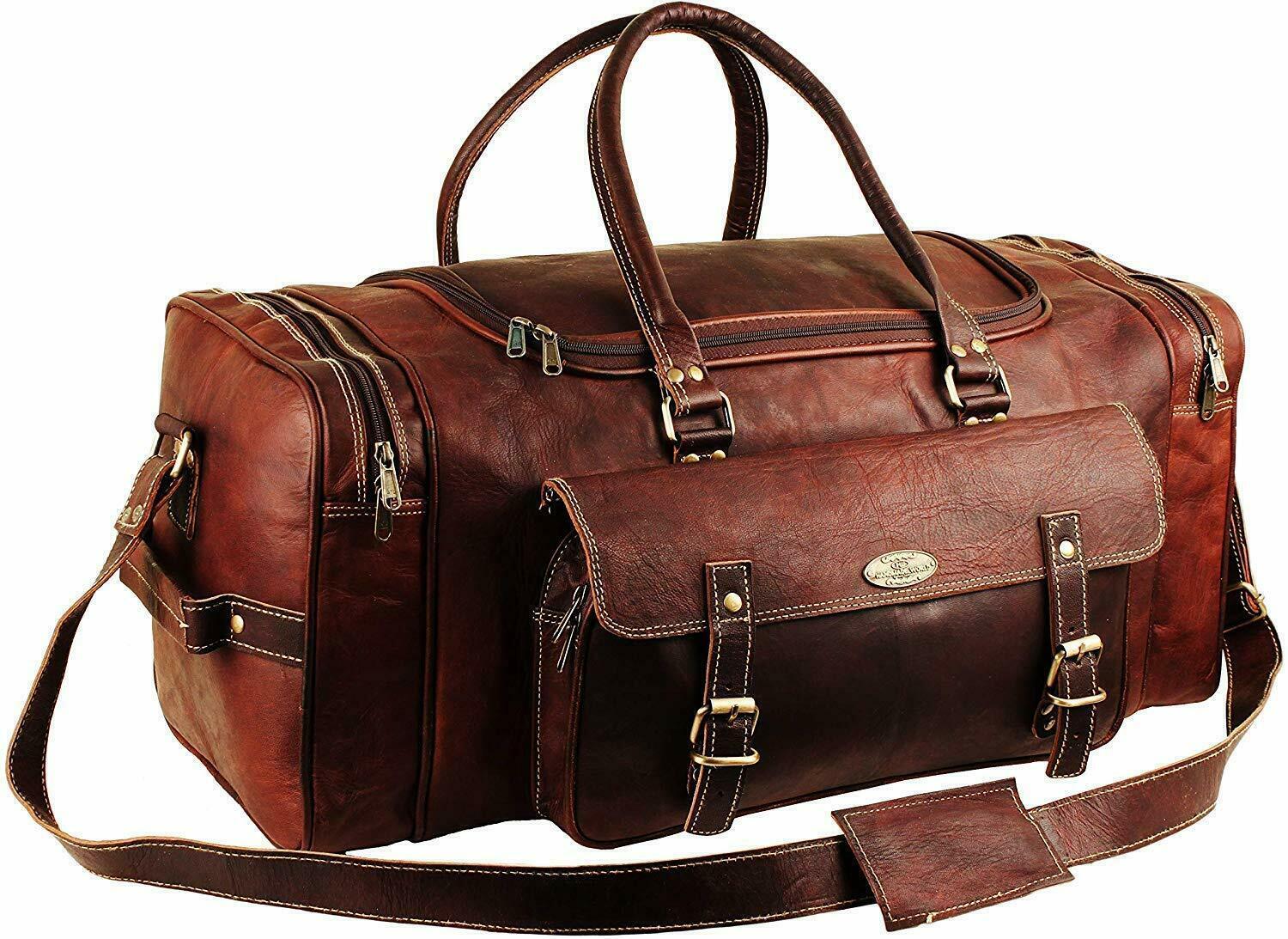 Handmade Genuine Leather Luggage Weekender Overnight Bag Travel Duffel Unisex