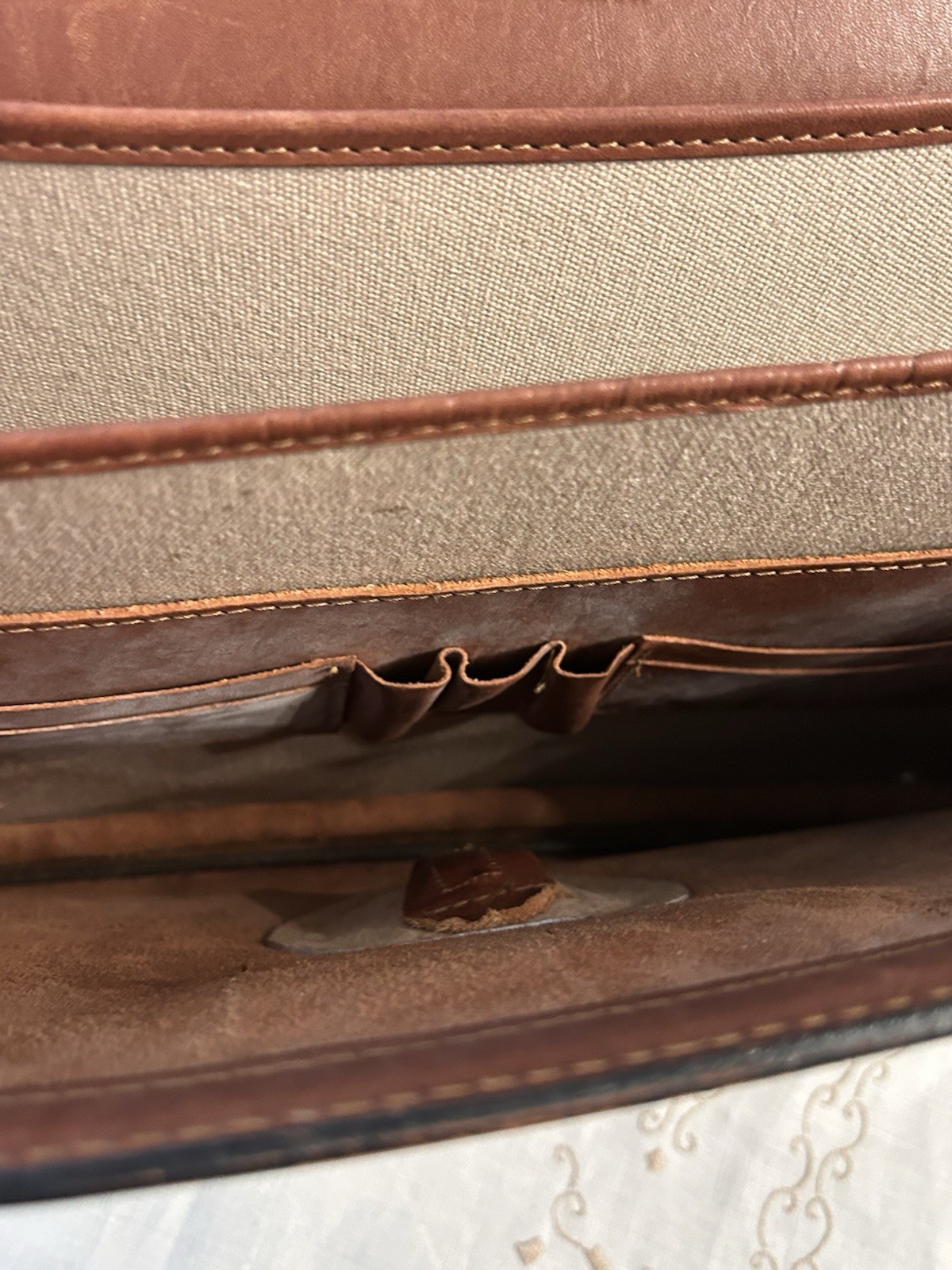 Schlesinger Vintage Brown Leather Briefcase With Working Combination Lock