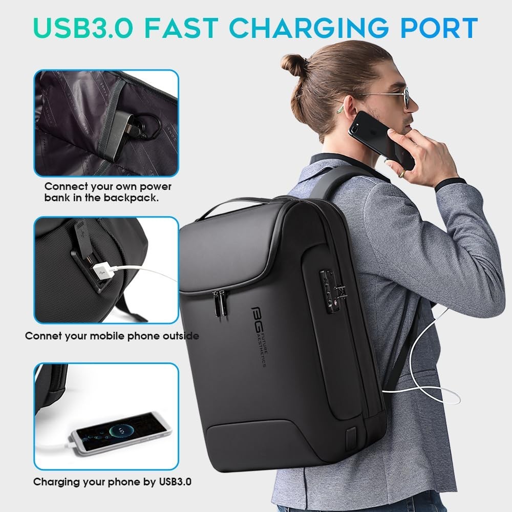 Anti-Theft Waterproof Travel Backpack with USB Charging Port – Fits 17.3″ Laptop