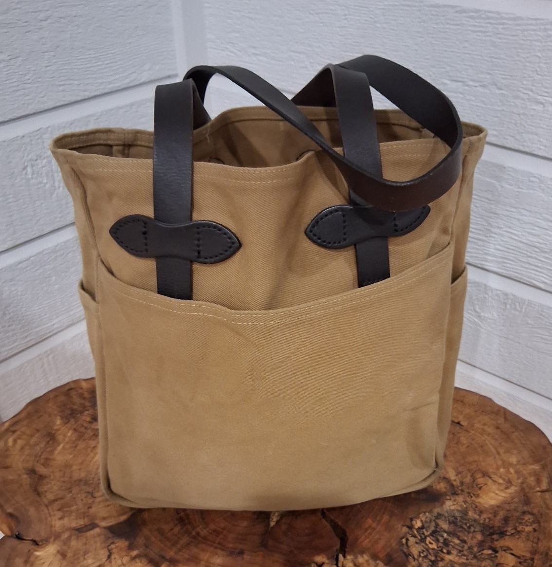 Filson 260 Tan Rugged Twill Tote Bag w/ Leather Handles
